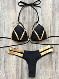 Scrunch Lace-Up Split-Joint Bikini Set