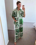 Green Printed Shirt and Pants Set