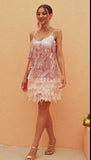 Tassel Sequin Feather Mini Dress Flaxmaker