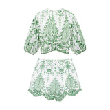 Embroidery Shirt and Shorts Set