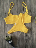 Vacation Solid Color Spaghetti-Neck Bikini Swimsuit