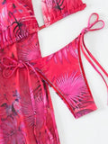 Dreiteiliges Neckholder-Bikini-Set mit Dreiecksmuster