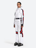 Vertical Stripes One Piece Ski Suit With Hood