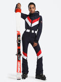 Stripe One Piece Ski Suit With Hood