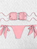 Glittering Pendant Decorated Bandeau Bikini Swimwear