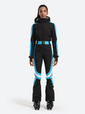 Vertical Stripes One Piece Ski Suit With Hood