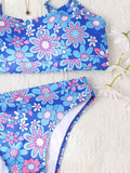 Floral-Printed High-Waisted Bikini Swimwear