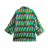 Casual Loose Graphic Printed GreenTwo Piece Set