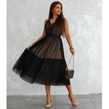 V Neck Lace Sling Party Dress