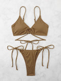 Neckholder-Bikini-Set mit V-Ausschnitt und zwei Teilen