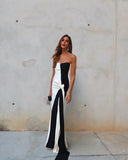 Sexy Color Block Bandeau Maxi Dress