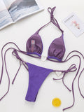 Padded Backless Heart Shape Hollow Halter-Neck Bikini Swimsuit