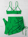 Dreiteiliges Neckholder-Bikini-Set mit Dreiecksmuster