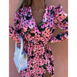 V Neck Floral Printed Dress