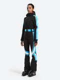 Vertical Stripes One Piece Ski Suit With Hood