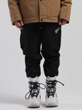 Men's Black Waterproof Warm Loose Thin Breathable And Wear-Resistant Hip-Hop Double-Board Snowboard Pants