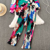 Casual Printed Two Piece Shirt and Pants Sets Flaxmaker