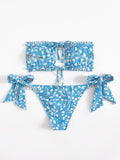 Glittering Pendant Decorated Bandeau Bikini Swimwear