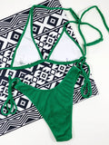 Beach Bandage Triangle Green Asymmetric Bikini Swimsuit