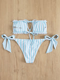 Glittering Pendant Decorated Bandeau Bikini Swimwear