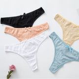 5pack Rib Bow Decor Panty Set Aosig