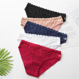 5pack Rib Contrast Lace Panty Set Aosig