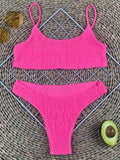 Vacation Solid Color Spaghetti-Neck Bikini Swimsuit