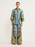 Puff Sleeve Printed Shirt and Pants Set