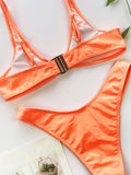 Solid Color V-Neck Padded Bralette Hipster Bikini Swimwear