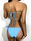 Glittering Pendant Decorated Bandeau Bikini Swimwear