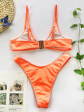 Solid Color V-Neck Padded Bralette Hipster Bikini Swimwear