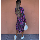 V Neck Floral Printed Dress