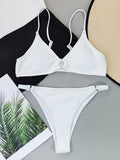 Solid Color Hollow Bikini Swimwear