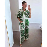 Green Printed Shirt and Pants Set