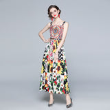 Flaxmaker Sunflower Printed Holiday  Backless  Dress