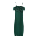 Bandeau Feather Green Dress