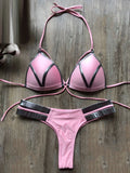 Scrunch Lace-Up Split-Joint Bikini Set