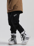 Men's Black Waterproof Warm Loose Thin Breathable And Wear-Resistant Hip-Hop Double-Board Snowboard Pants