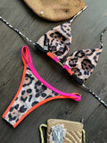 Zweiteiliges Neckholder-Bikini-Set mit Leopardenmuster