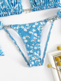 Glittering Pendant Decorated Bandeau Bikini Swimwear