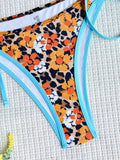 Vacation Neckholder-Bikini-Badeanzug mit seitlicher Schnürung und Print