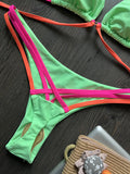 Halterneck Plain Two Pieces Bikini Set