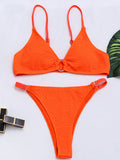 Solid Color Hollow Bikini Swimwear