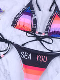 Letter Printed Bikinis Swimwear