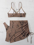 Dreiteiliges Neckholder-Bikini-Set mit Dreiecksmuster