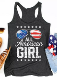 All American Girl Star Flag Racerback Tank Aosig