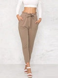 All-match Waistband Cropped Trousers Aosig