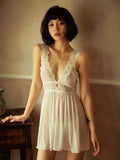 Alluring Lace Thin Slit Nightdress Aosig