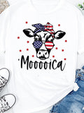 American Flag Bullhead Print T-shirt Aosig