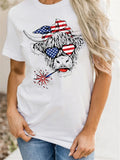 American Flag Cow Short Sleeve Patriotic T-shirt Aosig